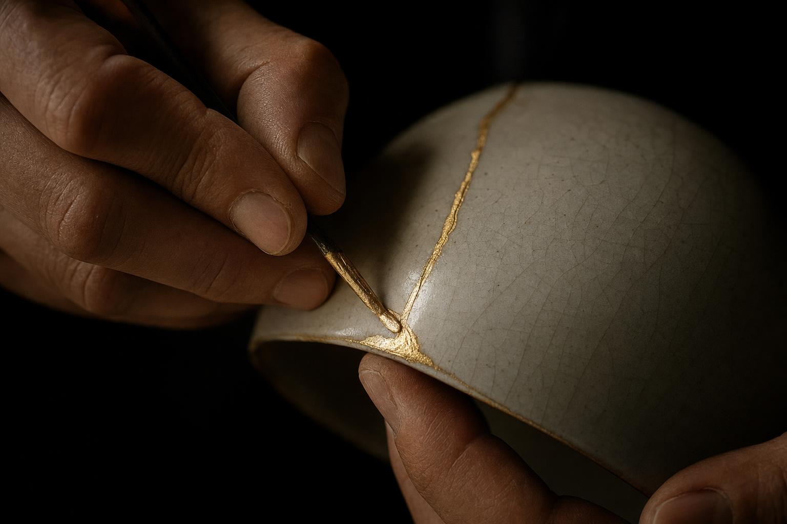 割れた器の継ぎ目を、金でつなぐ手のしごと